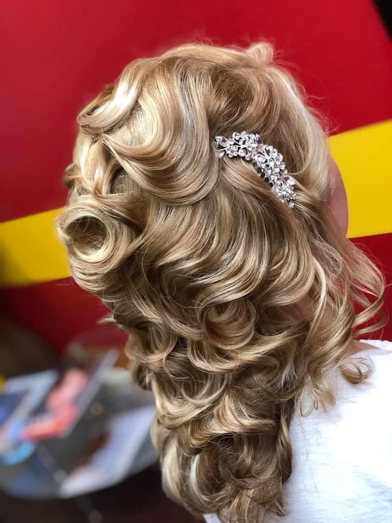 Bridal hair with hair accent